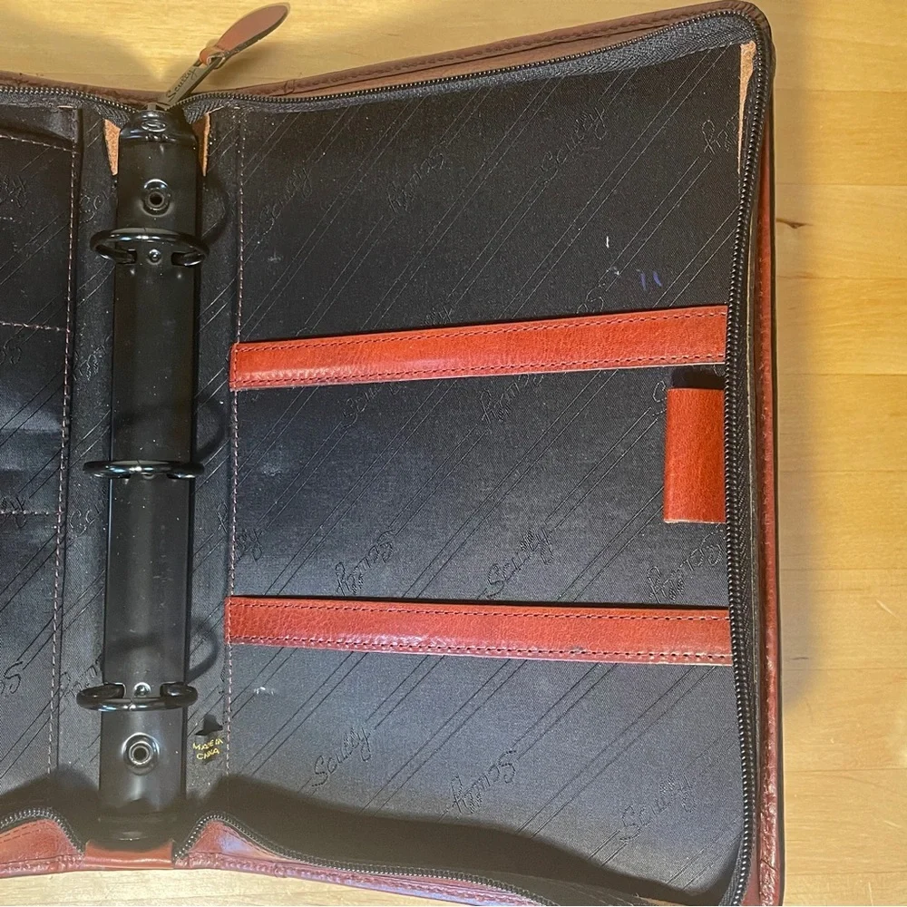 Scully Vintage Burgundy Leather 3 Rings Binder/Planner